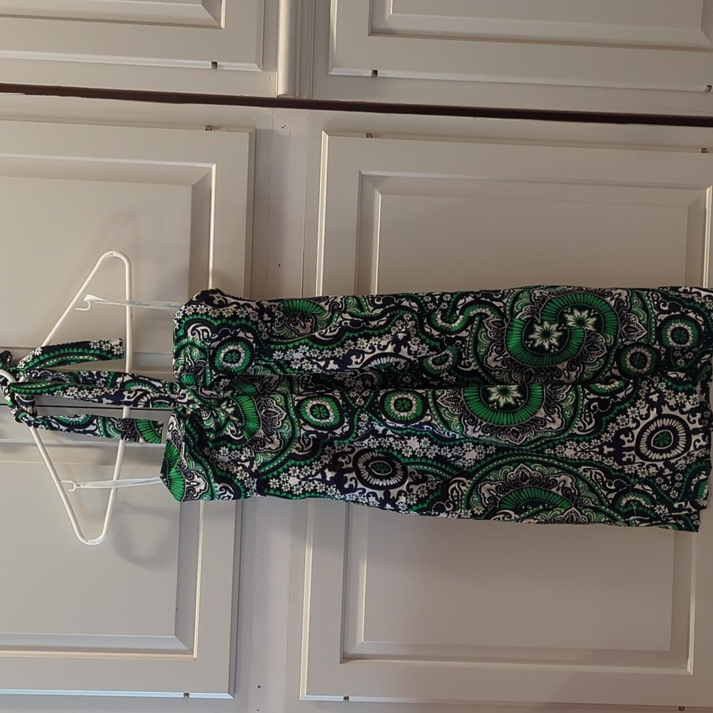 Navy, Green, and White Halter Dress Size 2